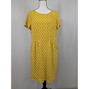 Boden Dress Phoebe Jersey Midi Yellow Pockets Cottagecore Bohemian Luxe 14 A007